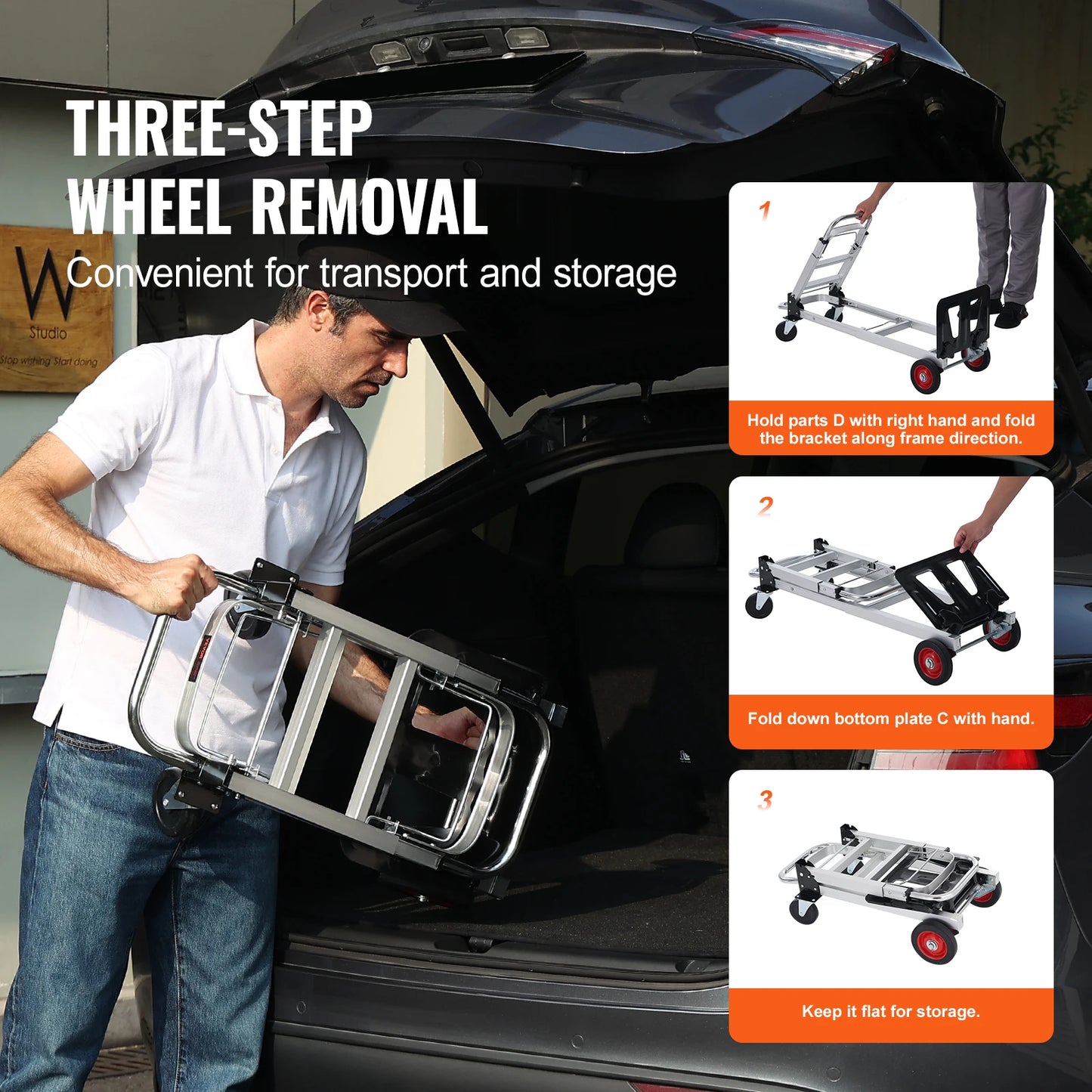 SucceBuy Folding Hand Truck Aluminum Heavy Duty Collapsible Cart