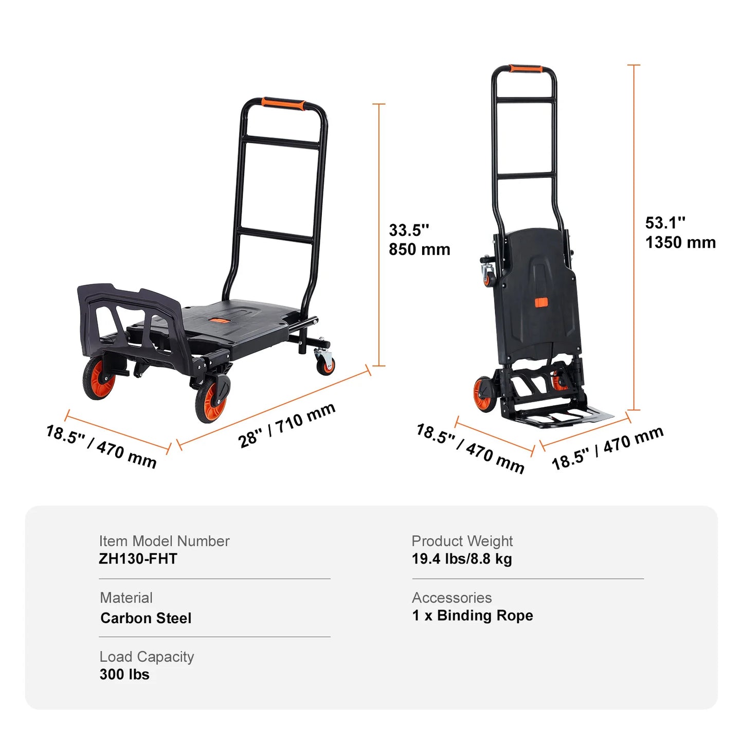 SucceBuy Folding Hand Truck Aluminum Heavy Duty Collapsible Cart