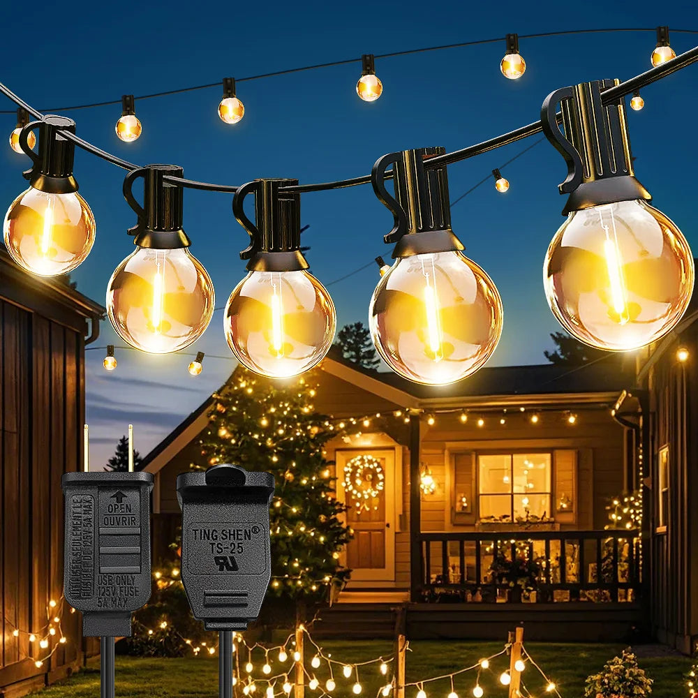 Aiopp LED G40 Globe String Lights With US Plug IP65