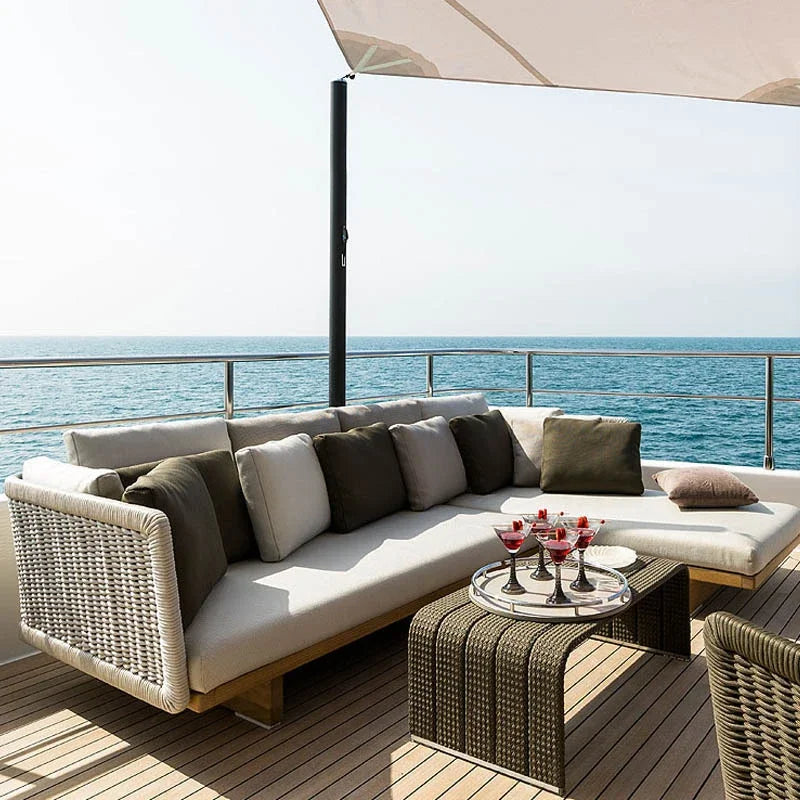 Nordic Wood Garden Furniture Set For Corner Lounge