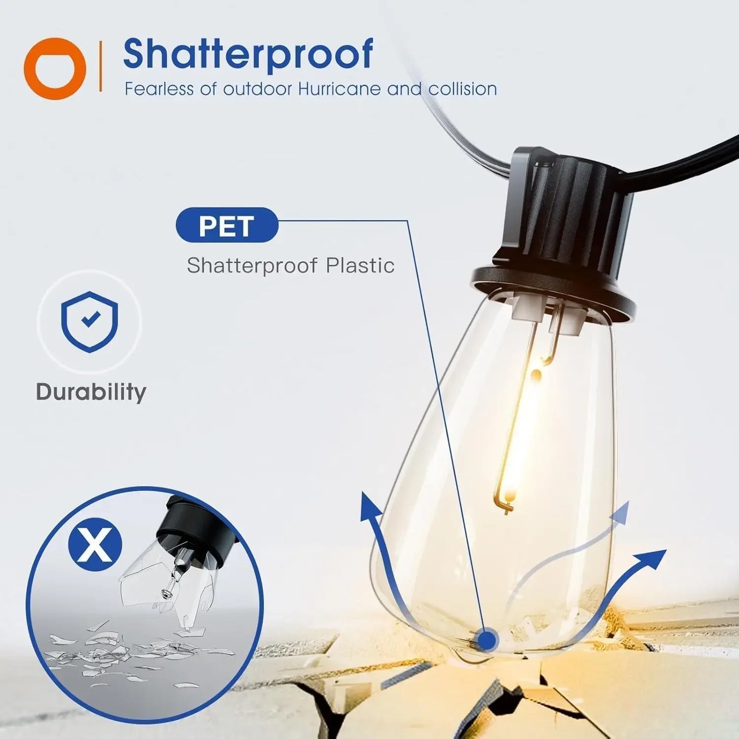 MIMIRGB LED Outdoor String Lights Dimmable Waterproof Bulbs