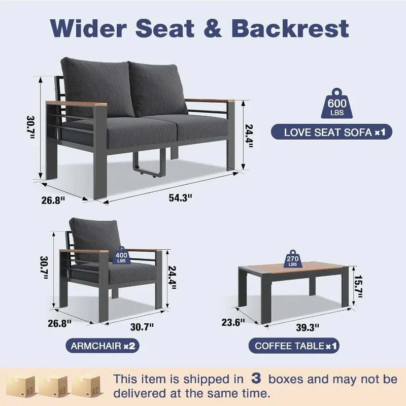 Aluminum Patio Furniture Set for Outdoor Sectional with Cushions