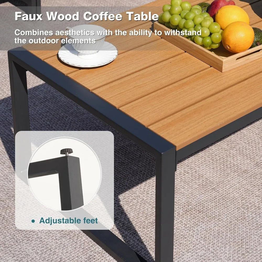 Patio 4 Piece Outdoor Conversation Set With Faux Wood Armrests