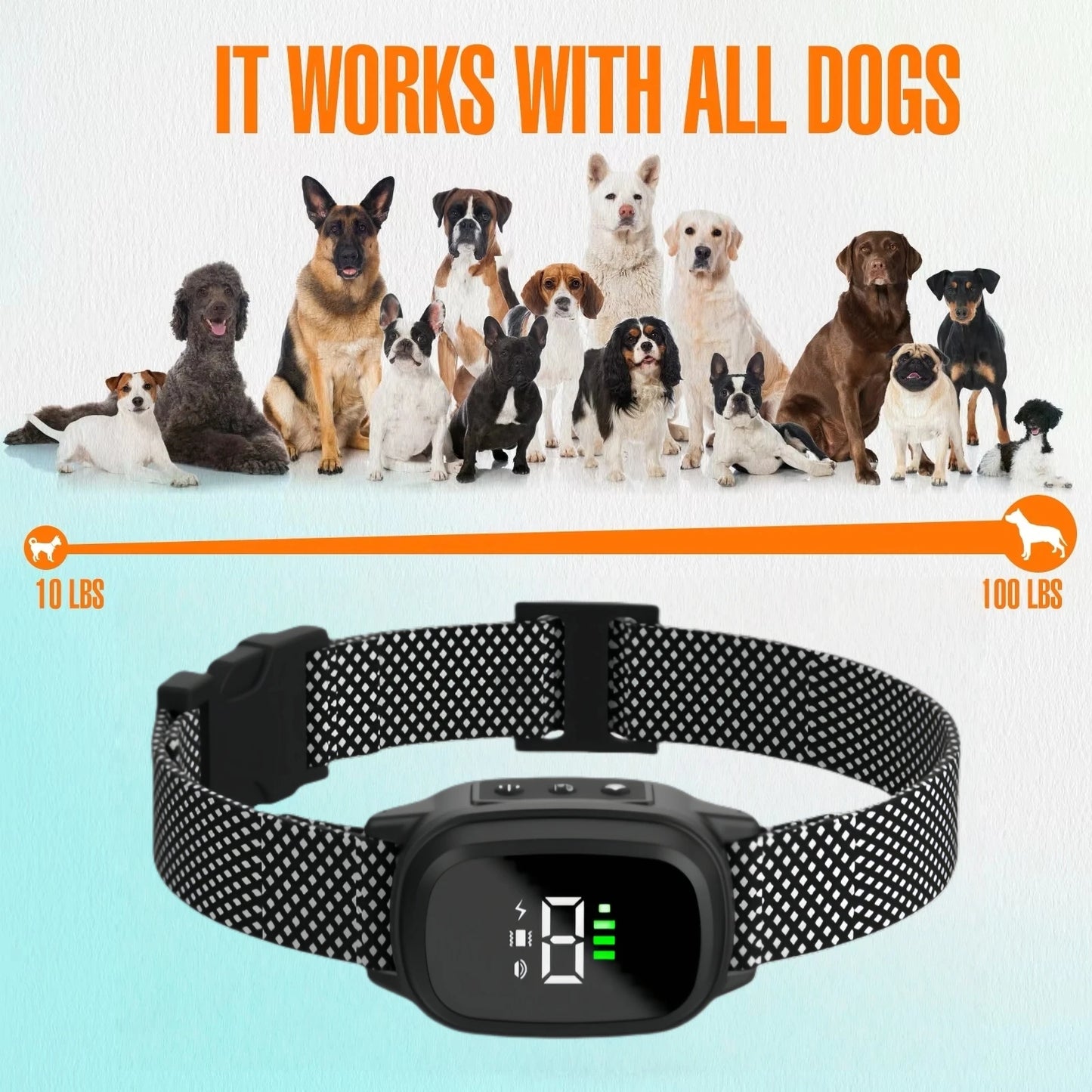 Waterproof Dog Bark Collar Rechargeable Anti Bark Collar With Vibration Training