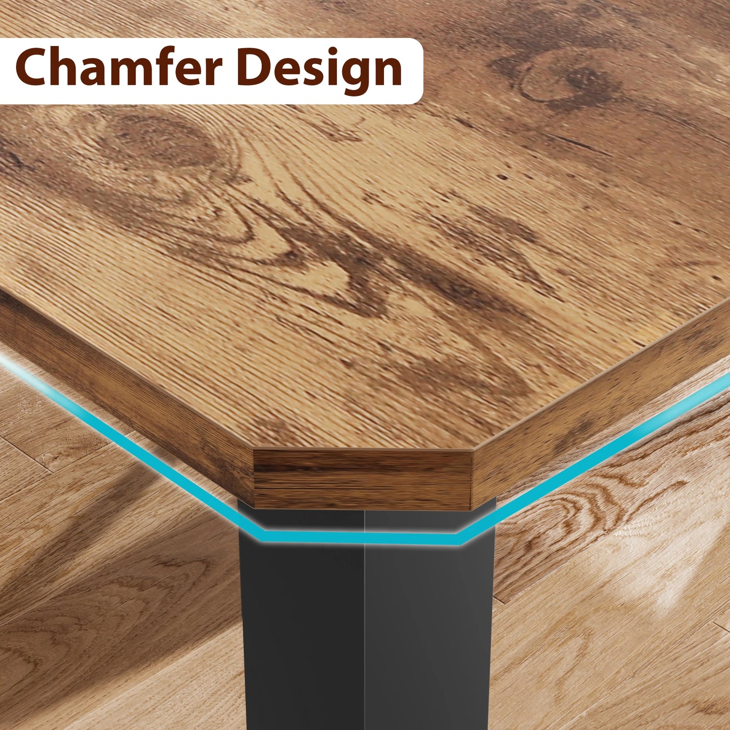Studyset Modern Rectangular Dining Table With Cut Corners