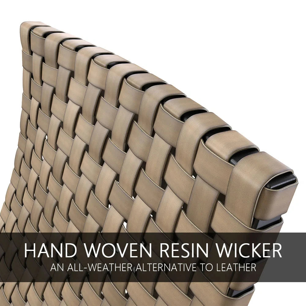 Grand Patio Leather Texture Wicker Patio Chairs Set with Side Table