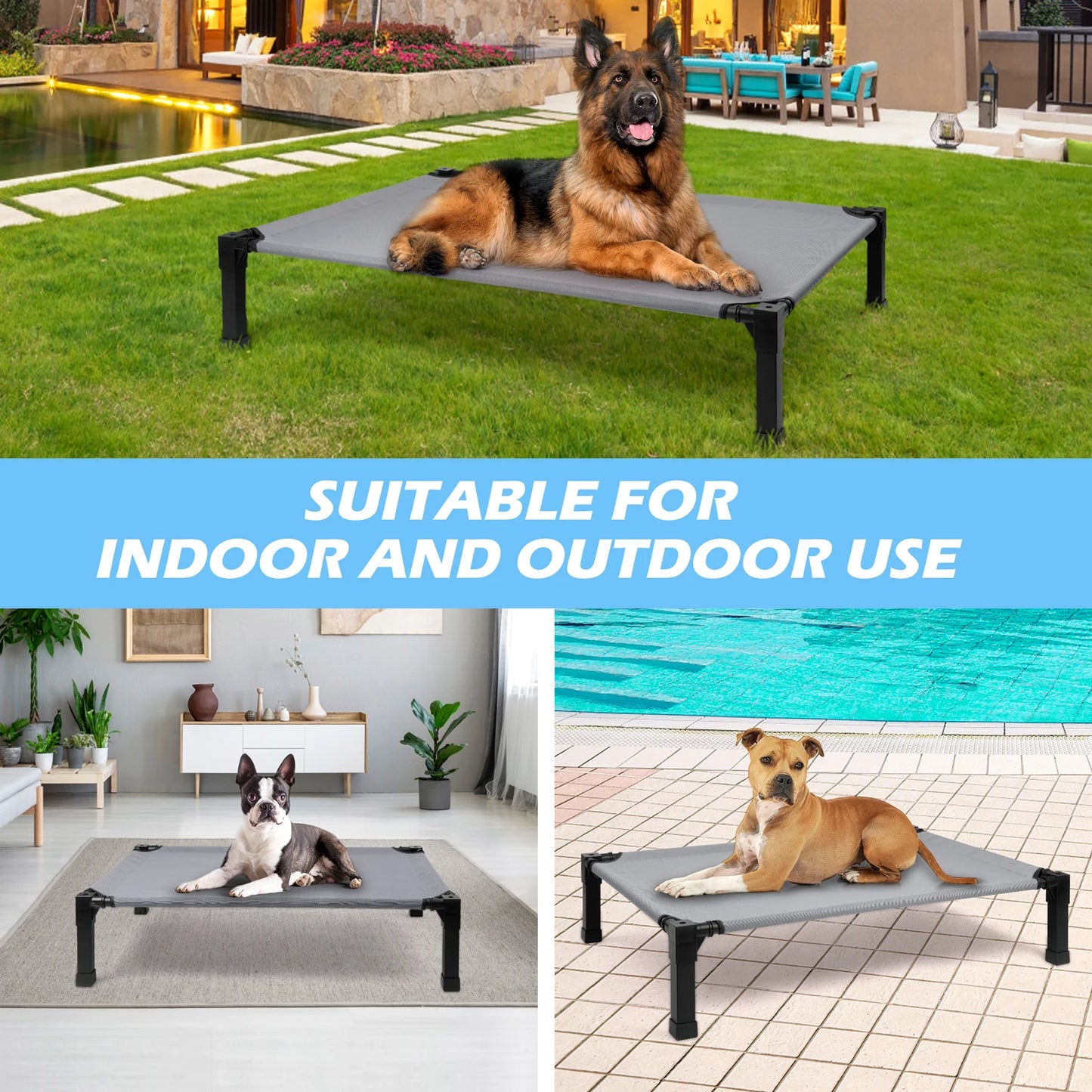 Elevated Dog Bed With Cooling Breathable Mesh And Metal Frame