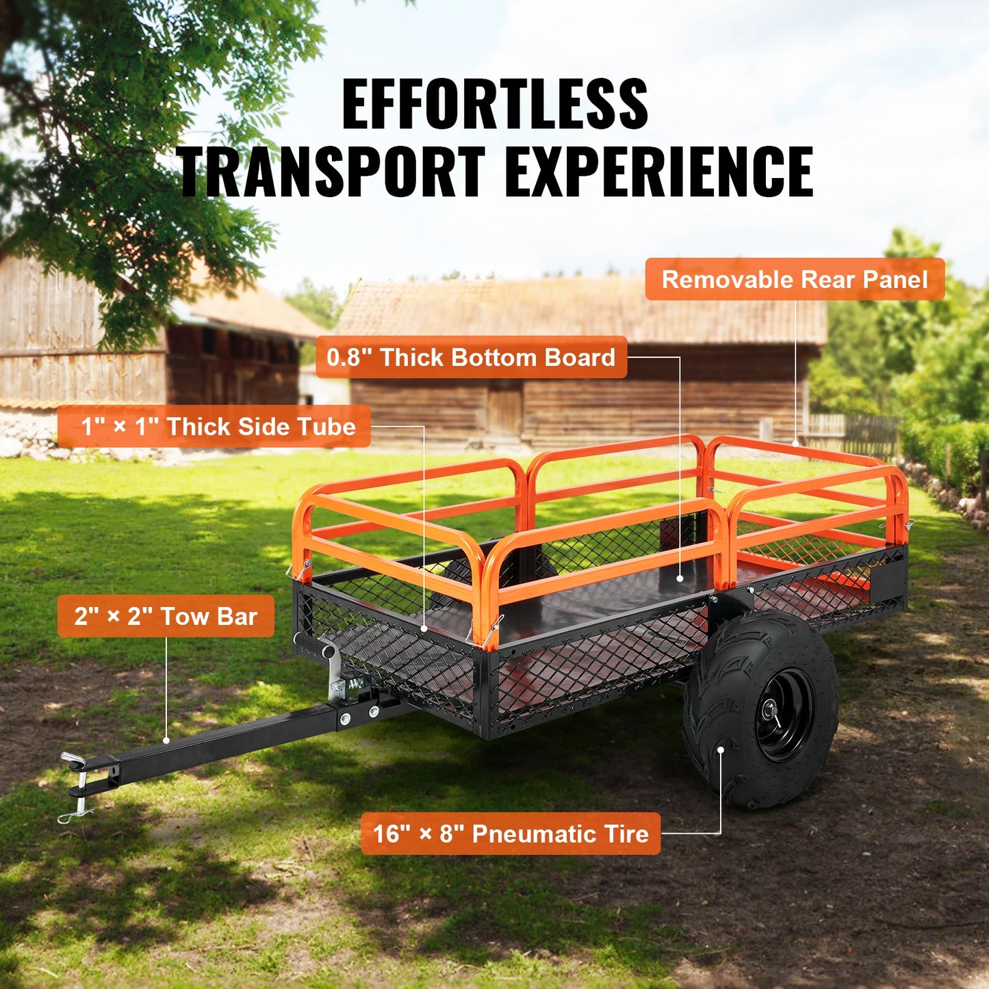 SucceBuy Heavy Duty ATV Dump Trailer Tow Behind Removable Sides