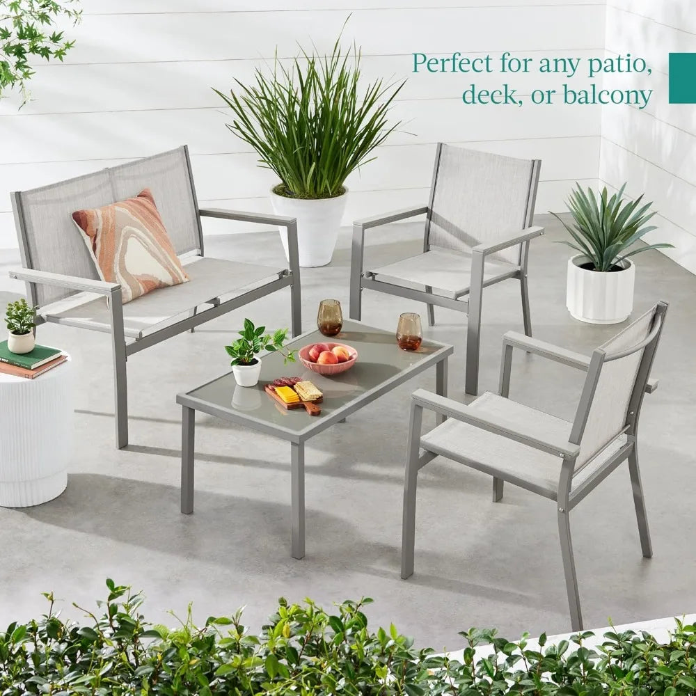 XMSJ 4-Piece Outdoor Textilene Patio Conversation Set