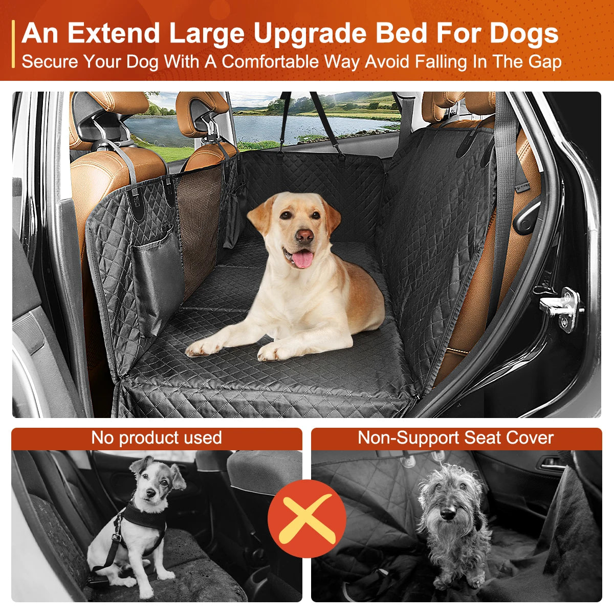 PETRAVEL Dog Car Backseat Extender Hammock Cover Protector