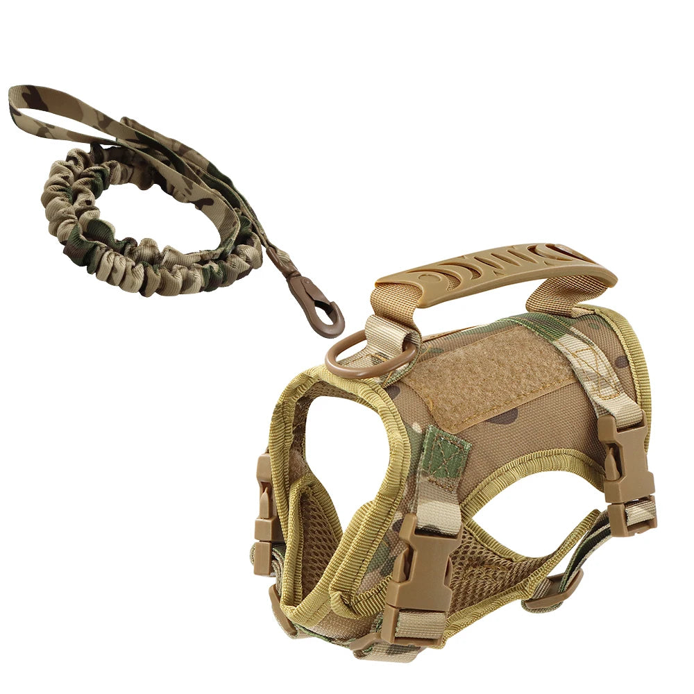 PETRAVELC Tactical Puppy Harness Leash Set For Small Dogs