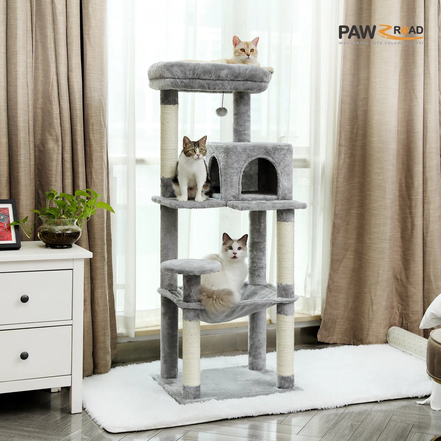 PAWZ Road Cat Tree Indoor Five Tier Tower With Scratching Posts
