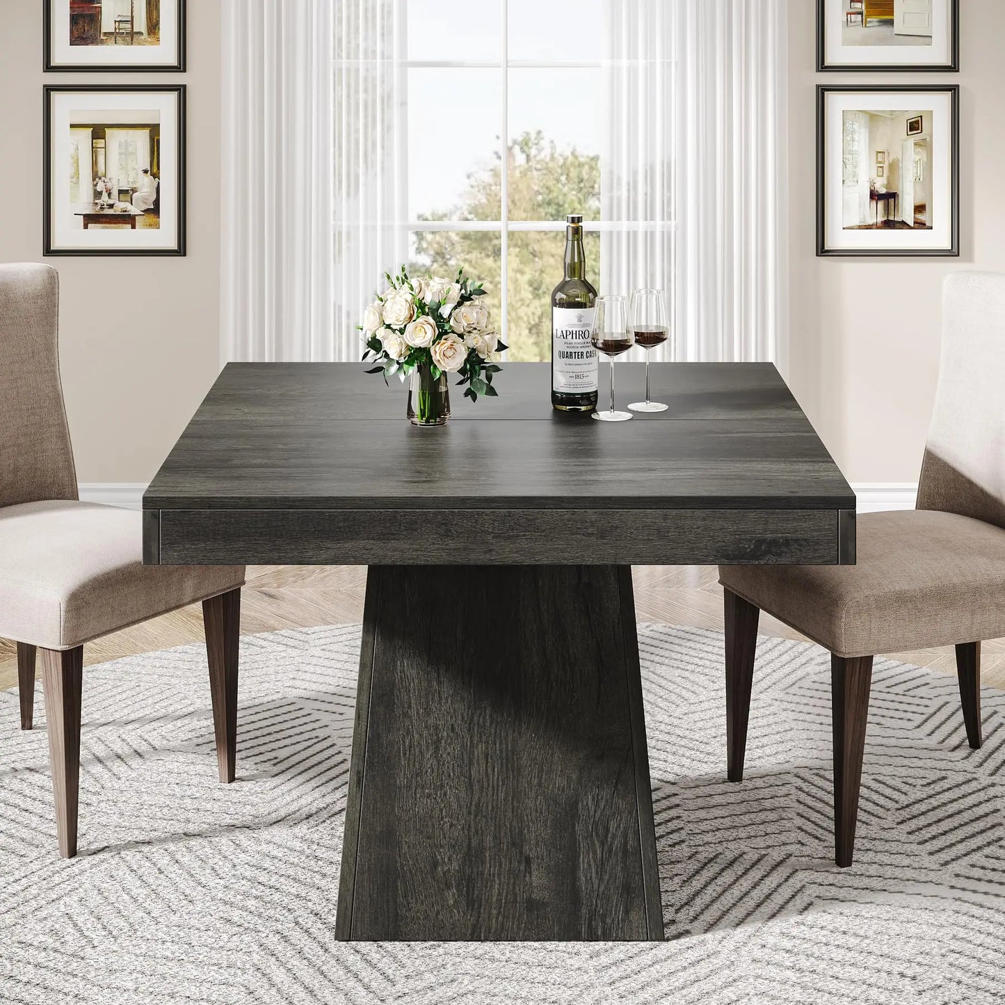 Tribesigns Dining Table For Four With Pedestal Base