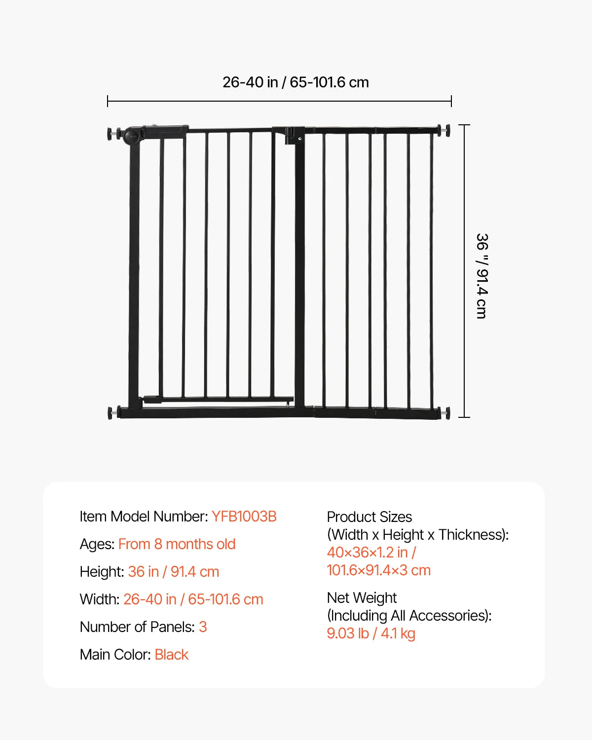 SucceBuy Baby Gate Pressure Mount Walk Through For Doorways