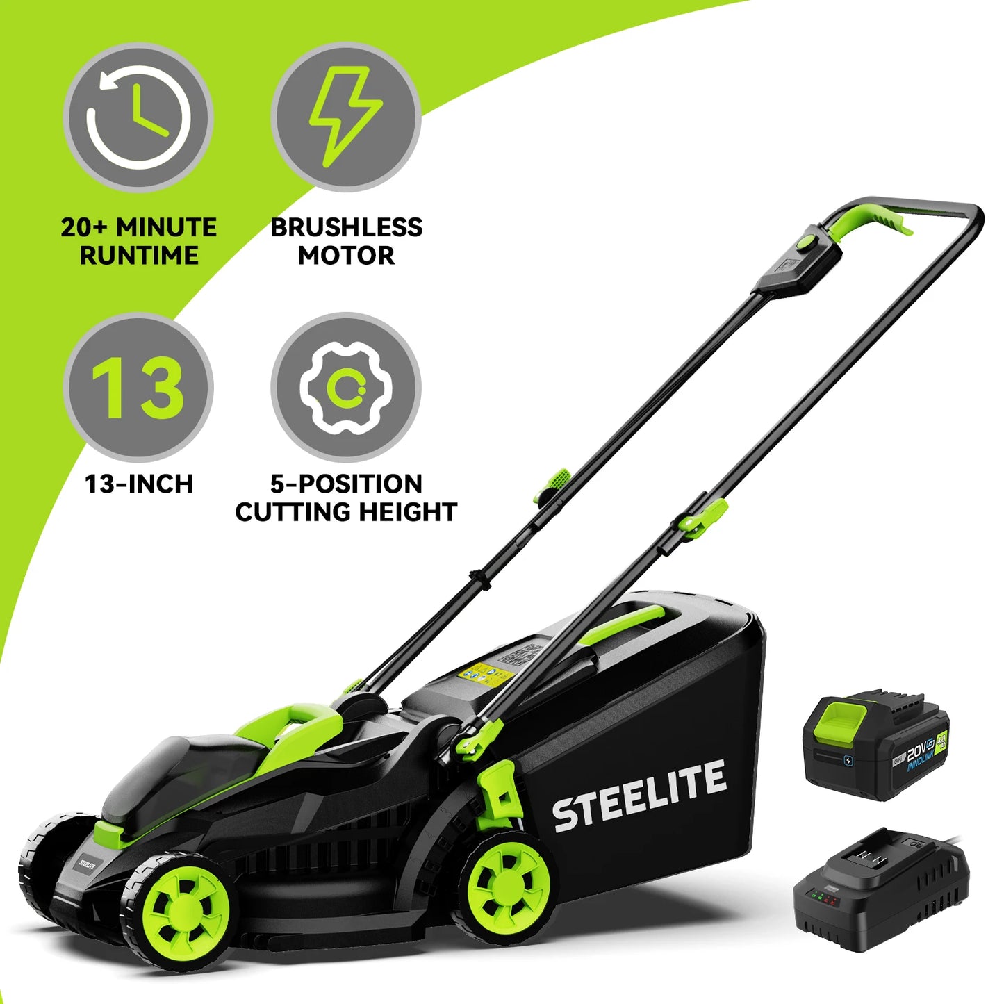 Deli 2-In-1 Cordless Brushless Lawn Mower With 21V Battery