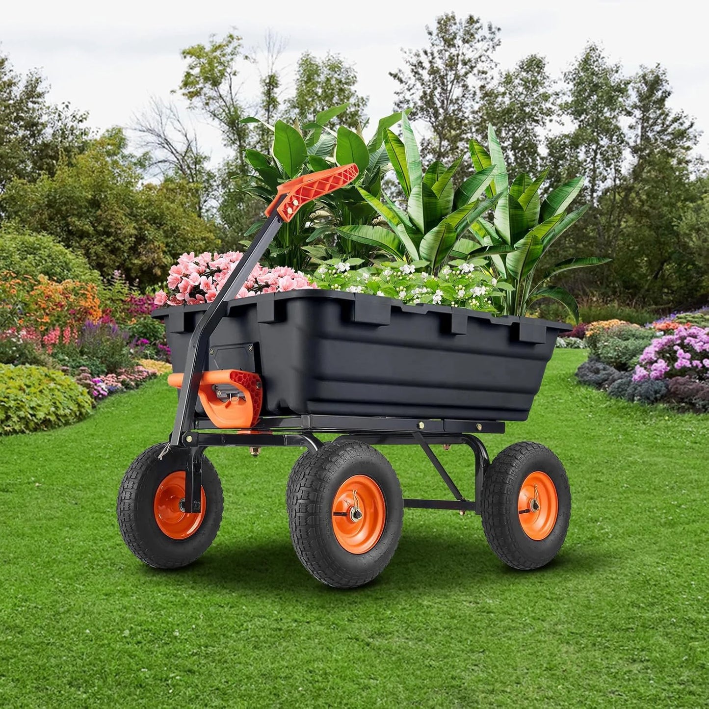 TWISTER.CK 900 Lb Poly Garden Dump Cart Heavy Duty Wagon