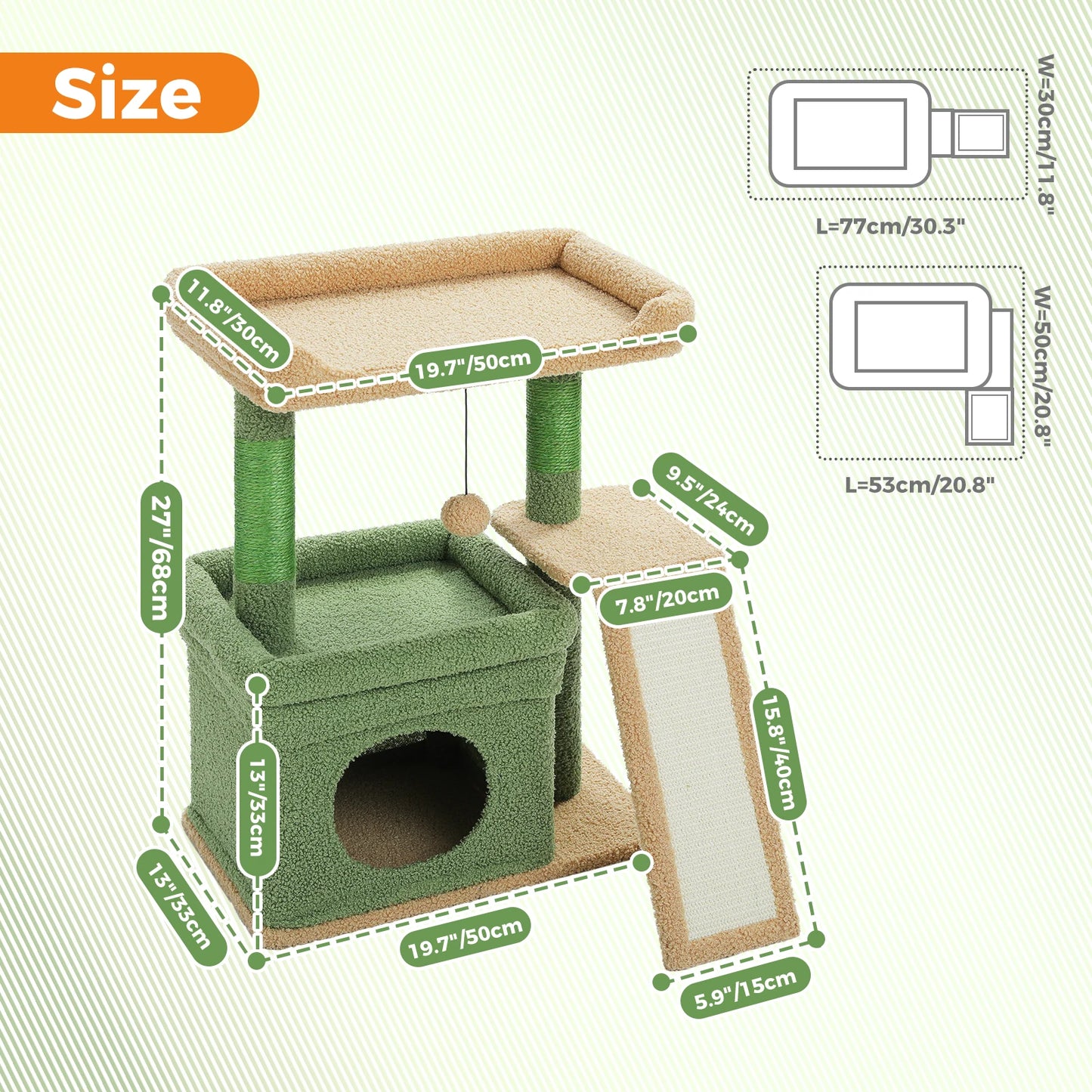 PAWZ Road Cat Tree Indoor Tower Three-Tier Sisal Scratching Post Pad Top Perch