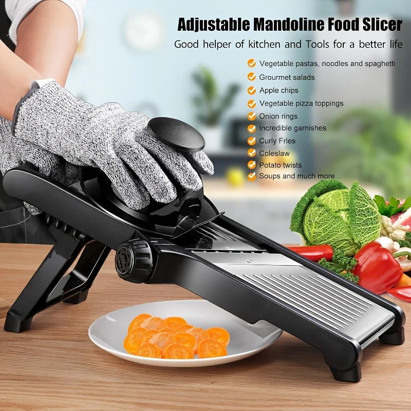 KYJG Stainless Steel Mandoline Slicer With 5 Blades Safety Holder