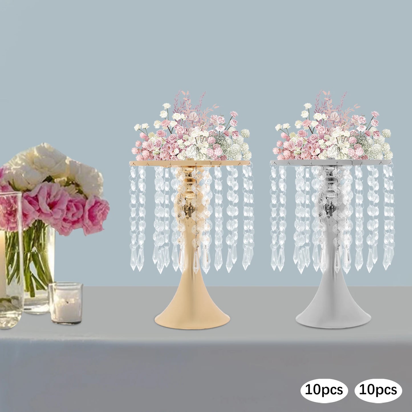 Crystal Flower Stand Wedding Centerpieces 10-Piece Table Decor