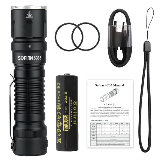 Sofirn SC33 XHP70.3 High-Output LED Flashlight 5200lm USB C Rechargeable