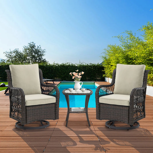 HiMISS 3-Piece Outdoor Conversation Bistro Set With Cushions
