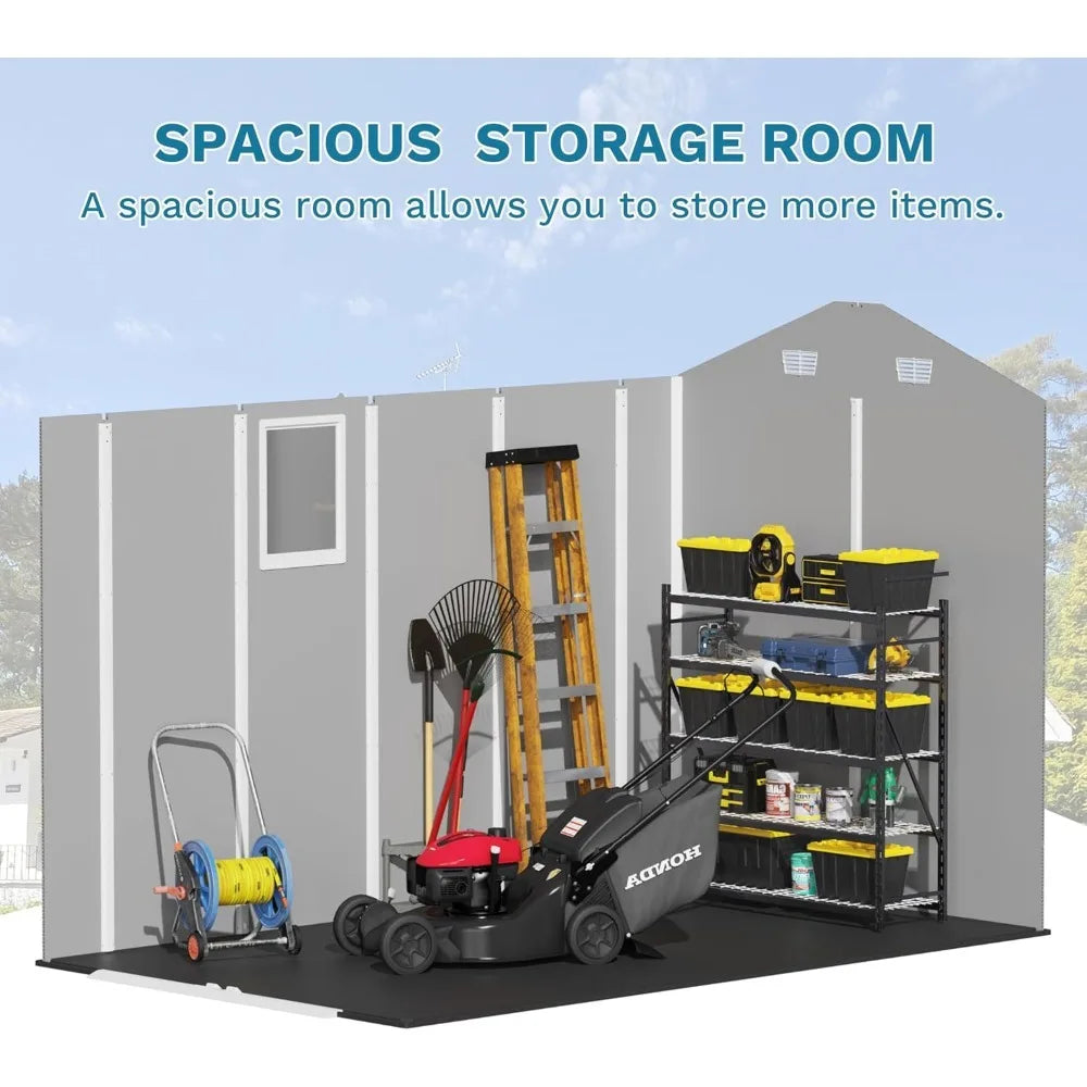 Plastic Storage Shed Outdoor Resin Garden Shed With Floor Window Lockable Door