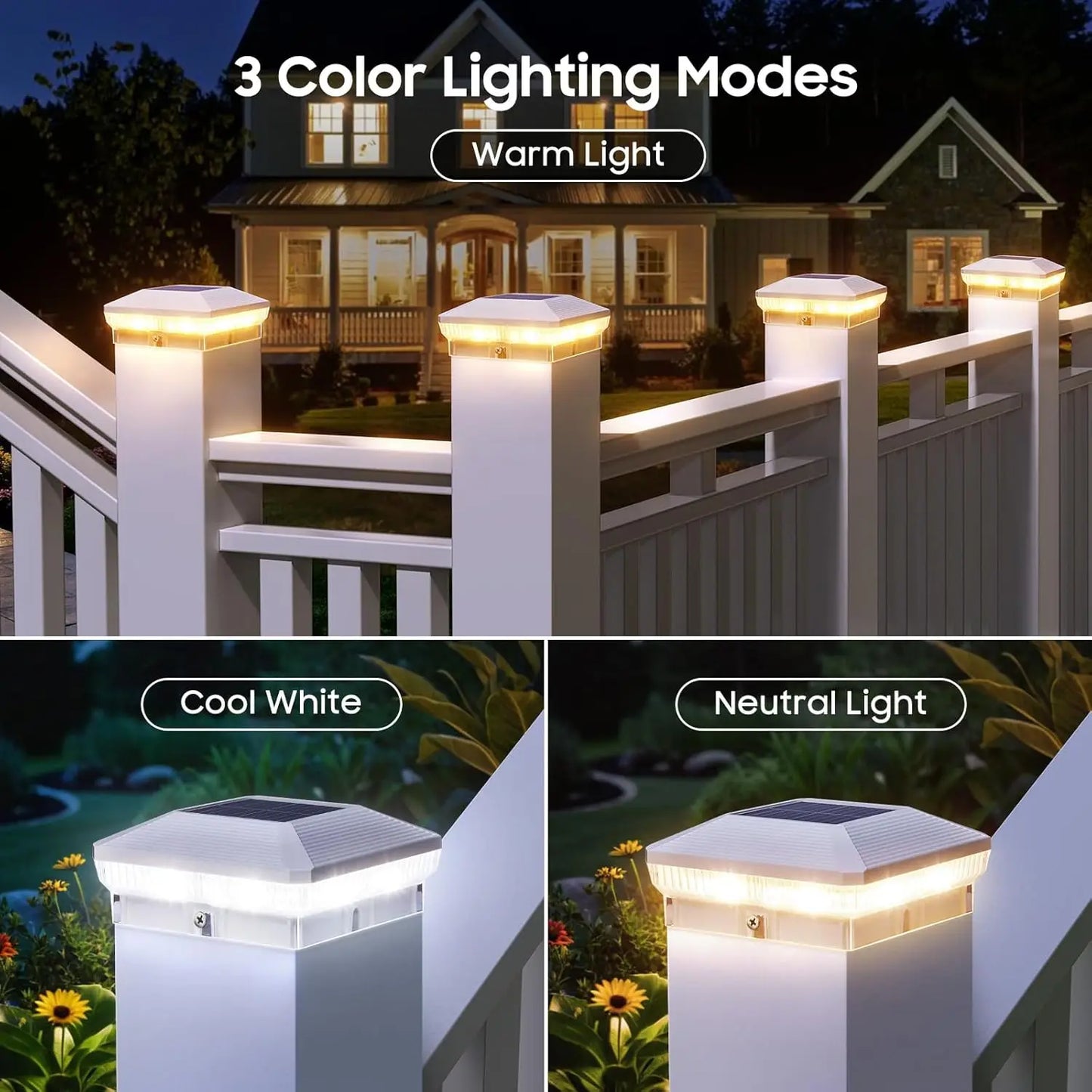KPSTEK Solar Post Cap Lights For Wood And Vinyl Posts