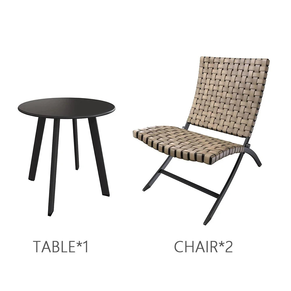 Grand Patio Leather Texture Wicker Patio Chairs Set with Side Table