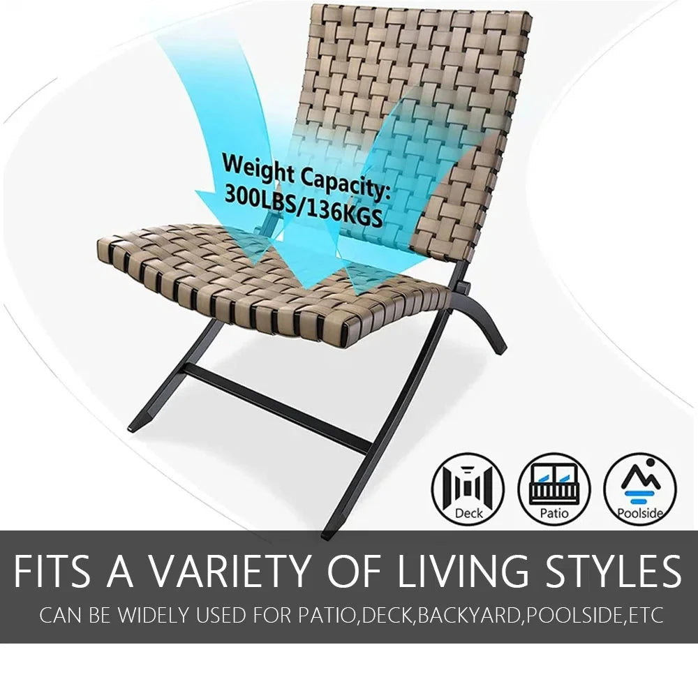 Grand Patio Leather Texture Wicker Patio Chairs Set with Side Table