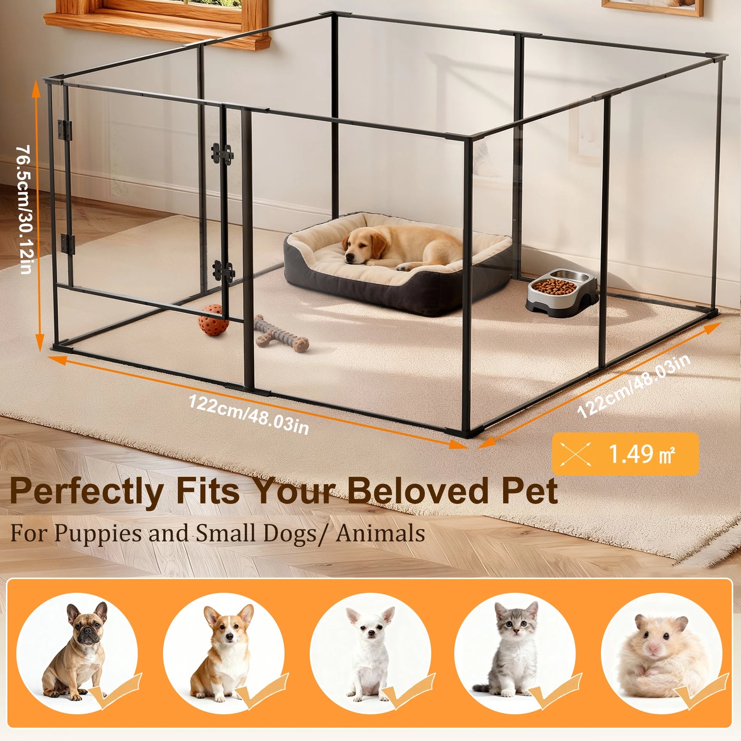 Bingopaw Clear Pet Playpen Aluminum And Acrylic Dog Pen