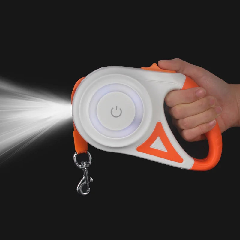 Automatic Retractable Dog Leash With LED Light Durable Nylon