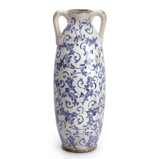 Blue and White Floor Vase for Pampas Grass, 14 Tall Vase for Home Decor, Ceramic Farmhouse Decorative Large Vases for Flower, Ma