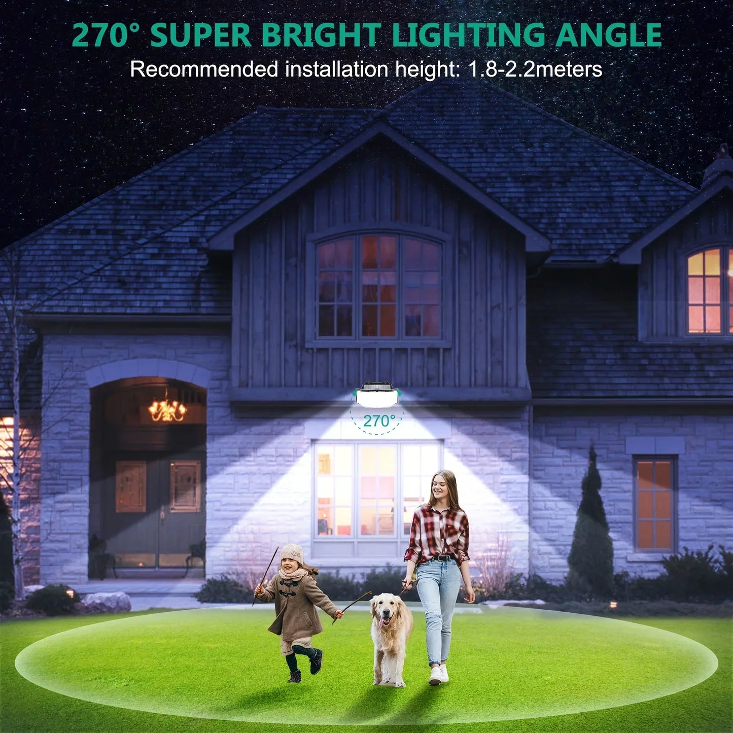 SZRSTH IP65 Solar LED Lights 2-Pack Motion Sensor Flood Lights