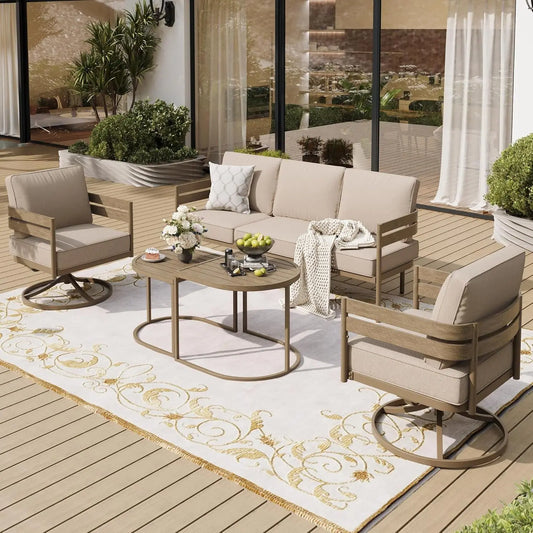 Metal Frame Patio Furniture Set With Cushions For Outdoor Use