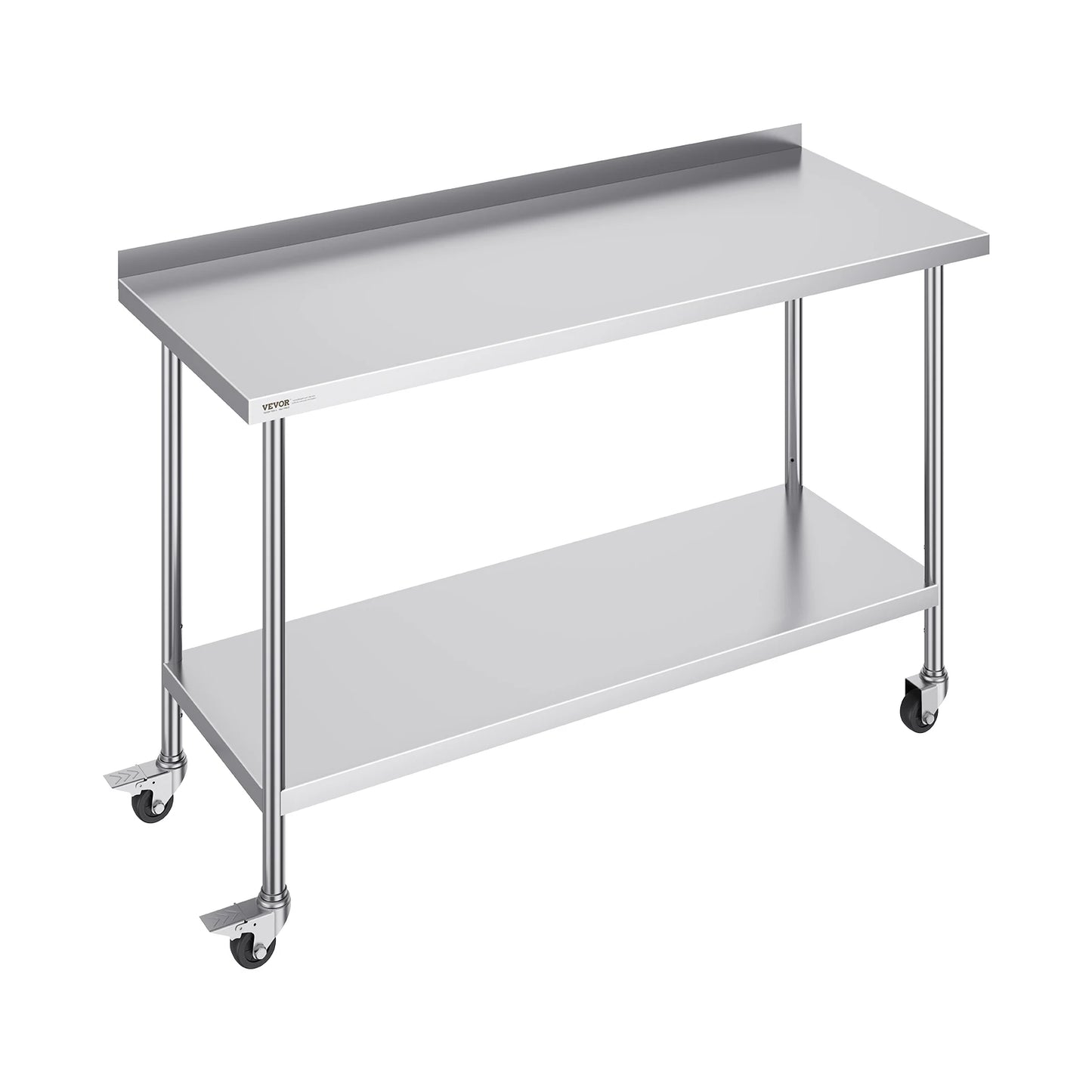 SucceBuy Stainless Steel Commercial Food Prep Table With Casters