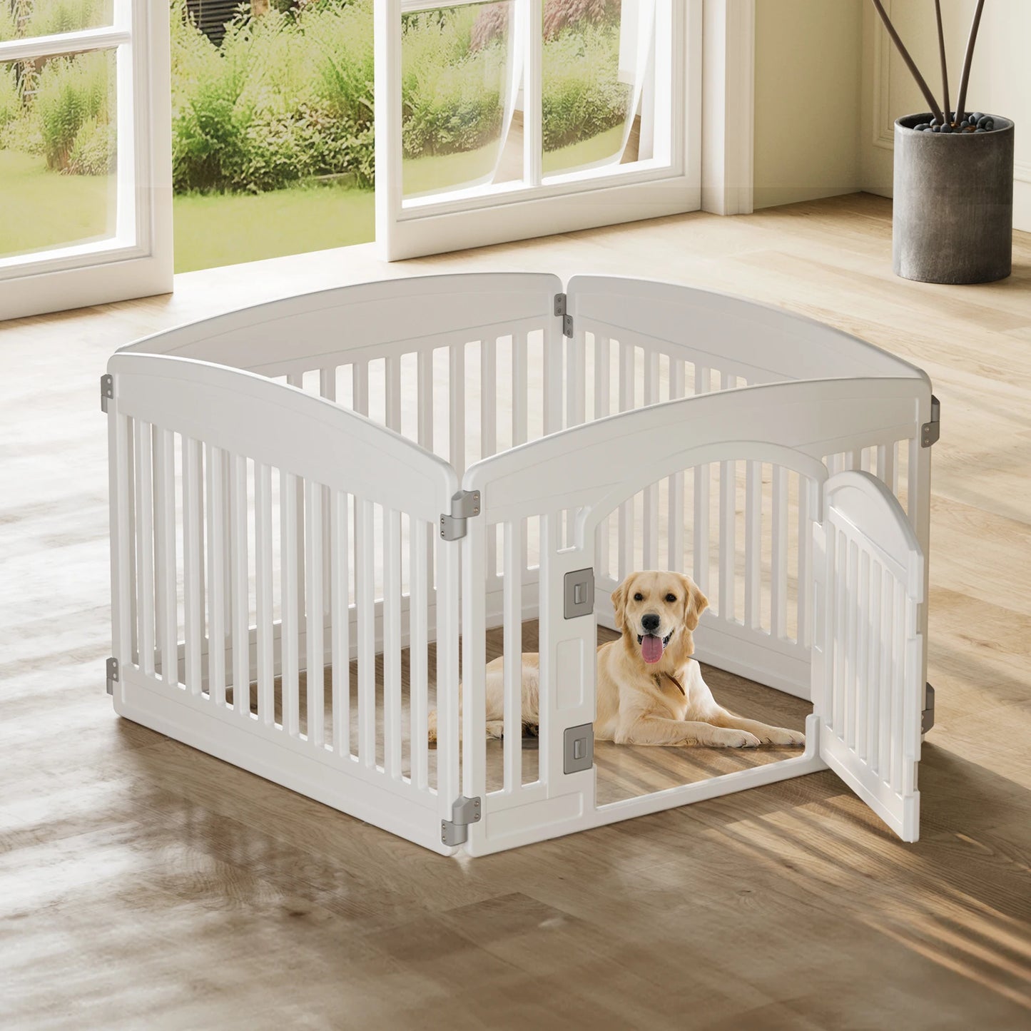 JHK Plastic Dog Playpen 6-Panel Indoor Outdoor Portable