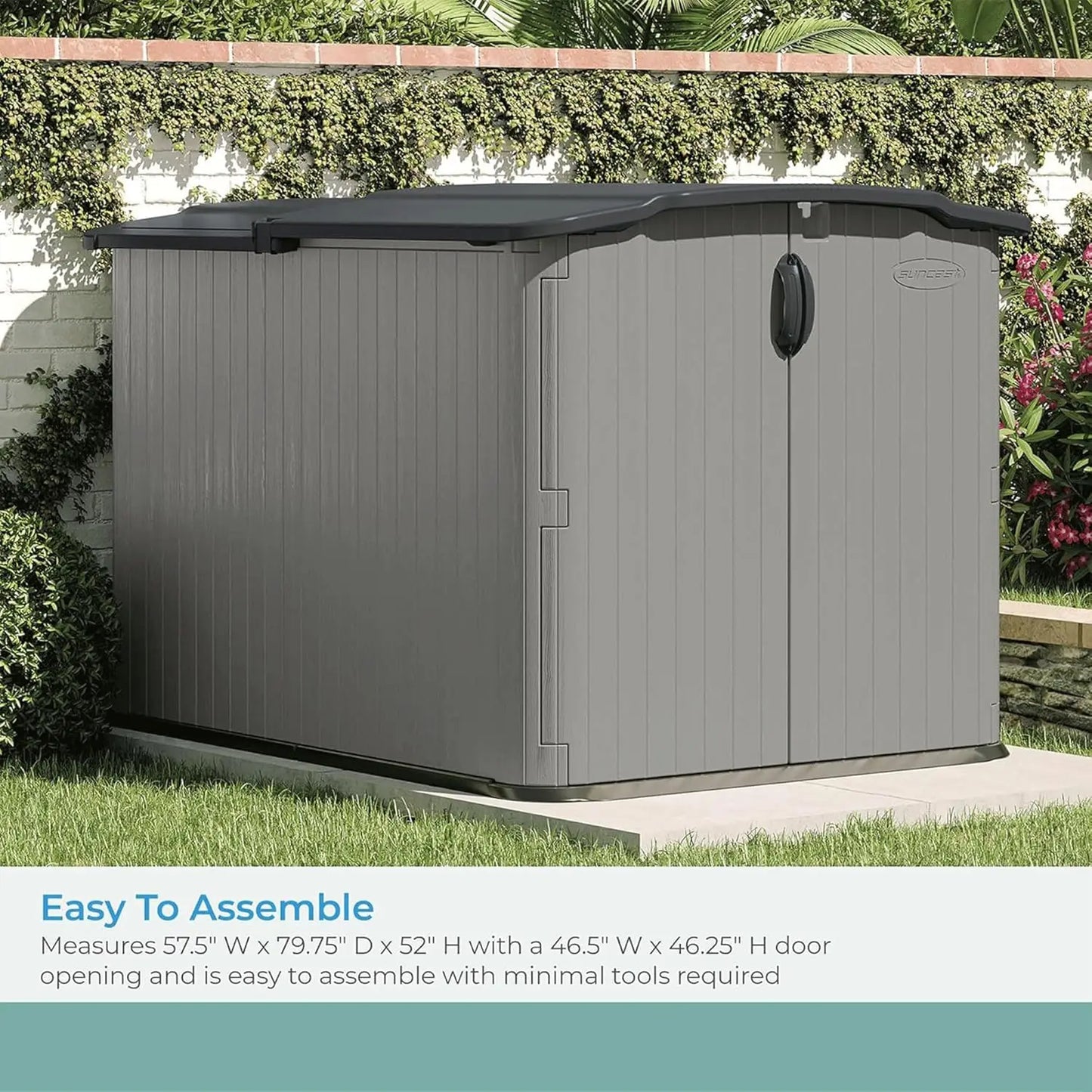 XMSJ Glidetop Horizontal Outdoor Storage Shed With Pad Lockable Lid