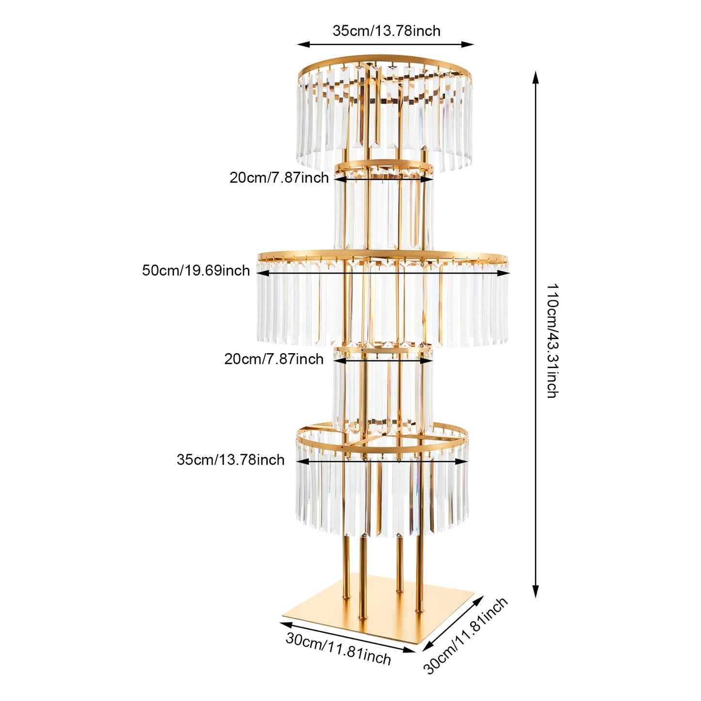 Five Tier Wedding Centerpiece Stand With Hanging Acrylic