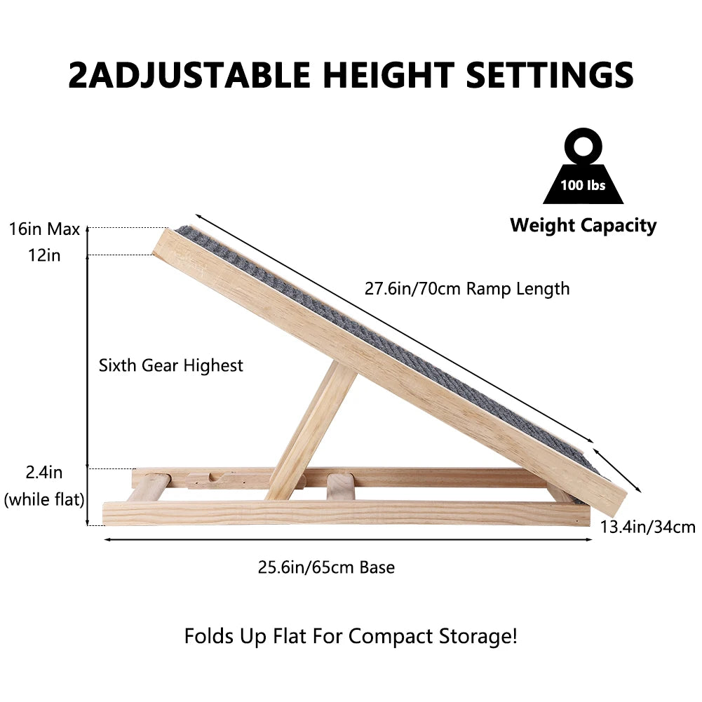 TWISTER.CK Wooden Dog Ramp Ladder Natural Pine Lightweight Folding