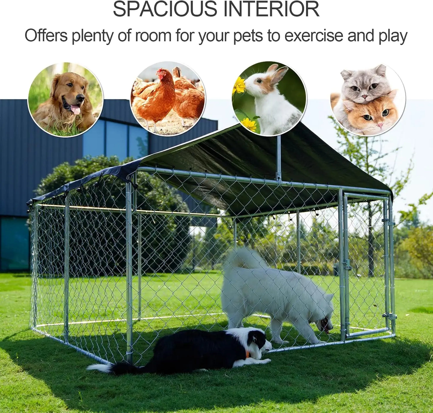 Outdoor Dog Playpen Heavy Duty Kennel Mesh Fence With Secure Lock