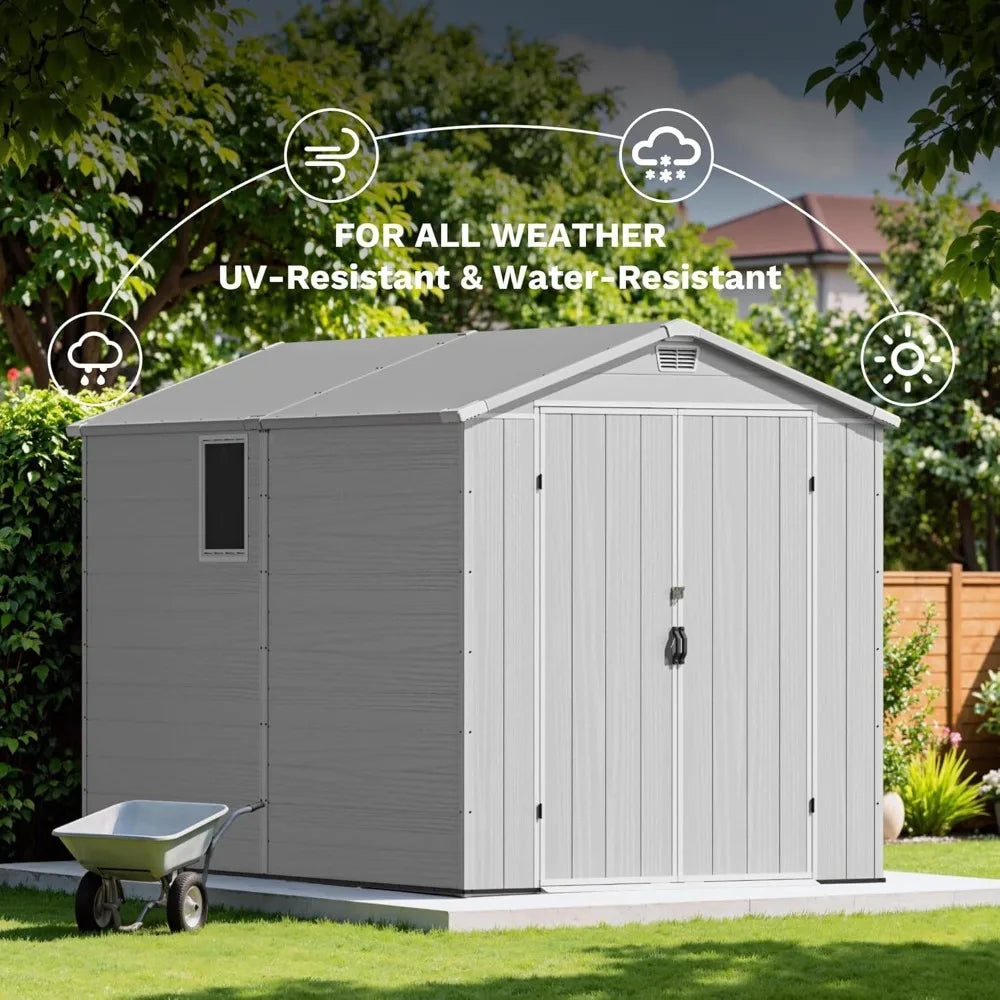 Plastic Storage Shed Outdoor Resin Garden Shed With Floor Window Lockable Door