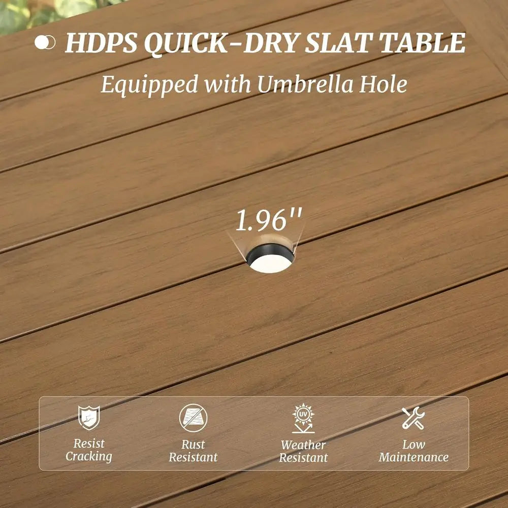 Square Outdoor Dining Set With Umbrella Hole