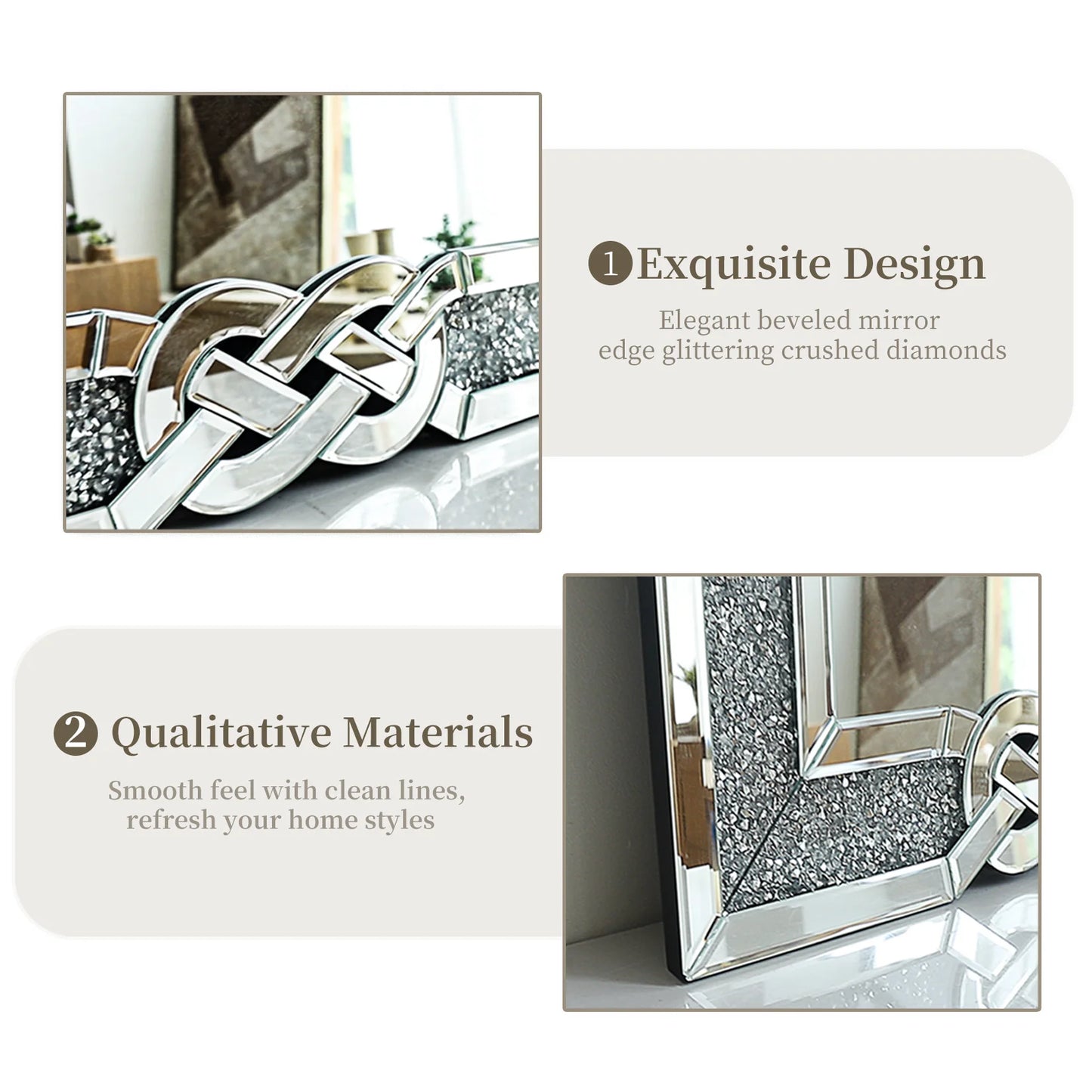 Crystal Diamond Mirror Wall Decor For Bedroom Hallway Living Room