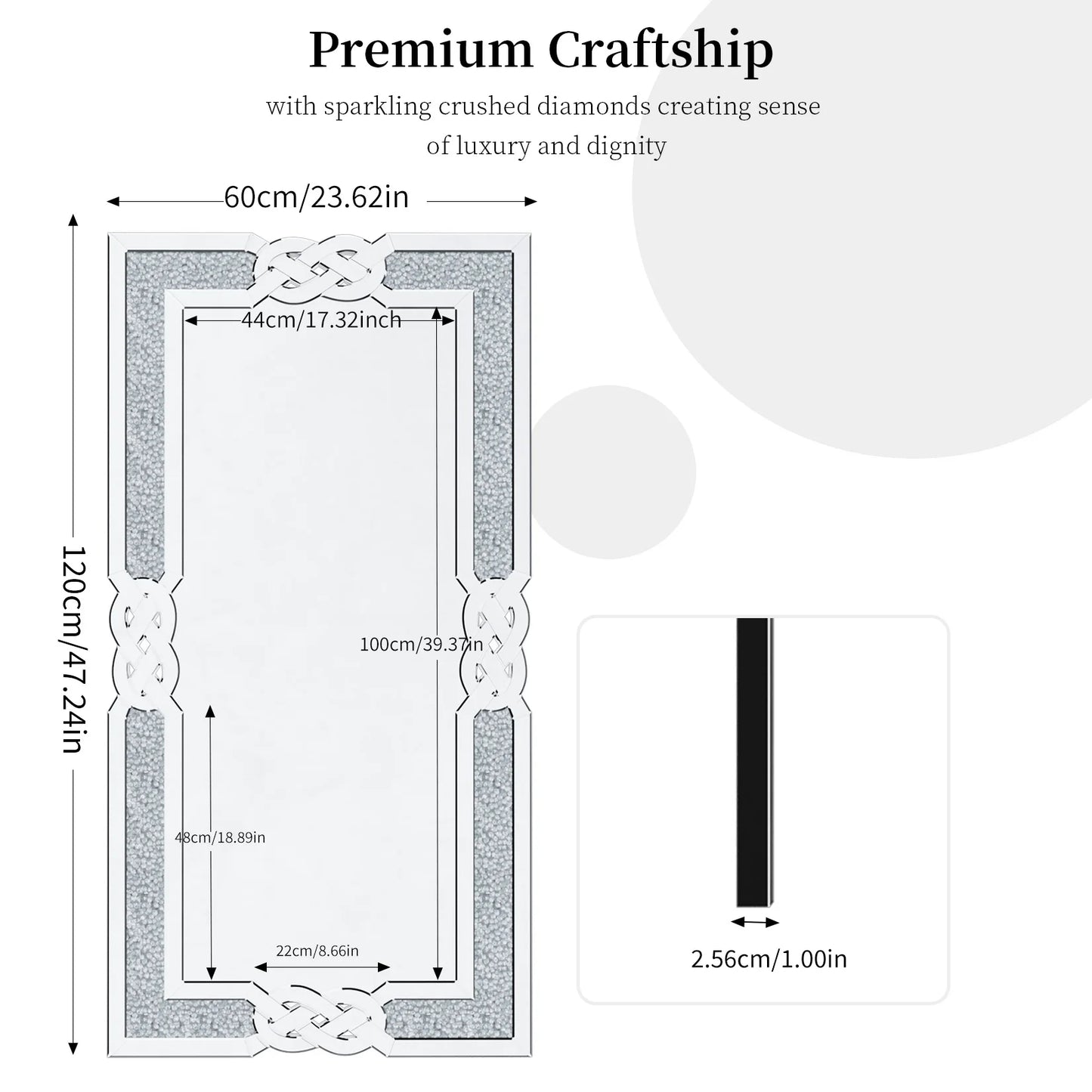 Crystal Diamond Mirror Wall Decor For Bedroom Hallway Living Room
