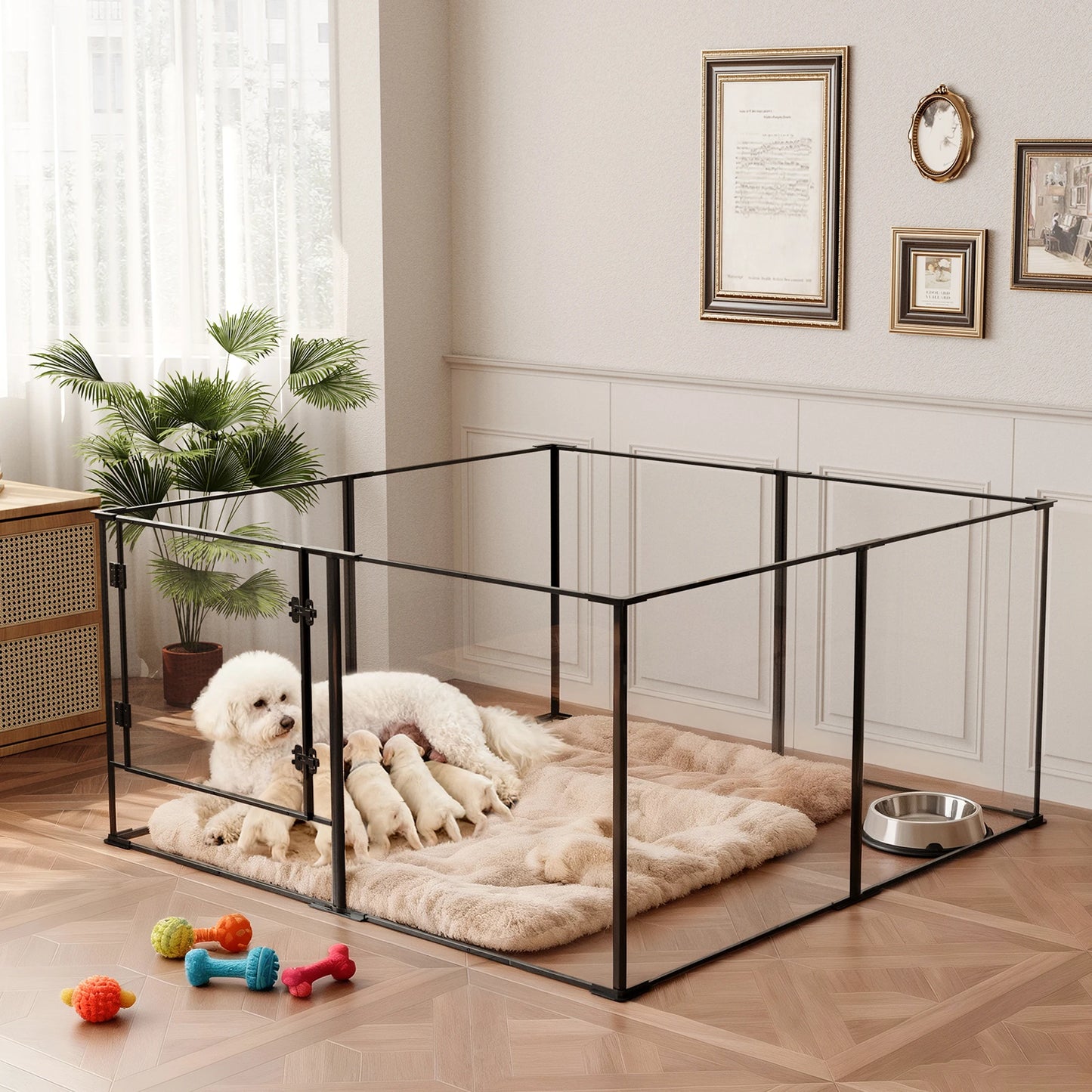 Bingopaw Clear Pet Playpen Aluminum And Acrylic Dog Pen