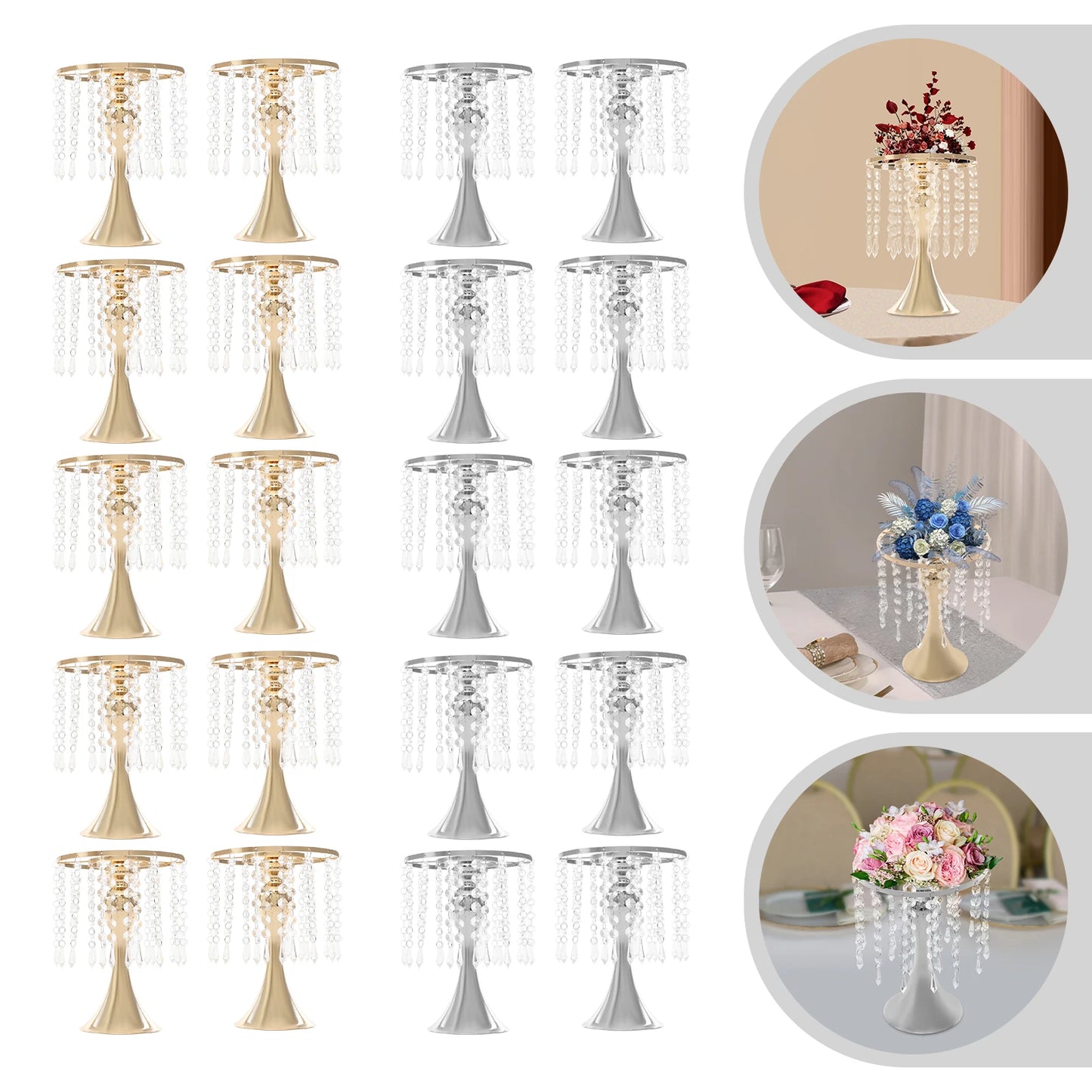 Crystal Flower Stand Wedding Centerpieces 10-Piece Table Decor