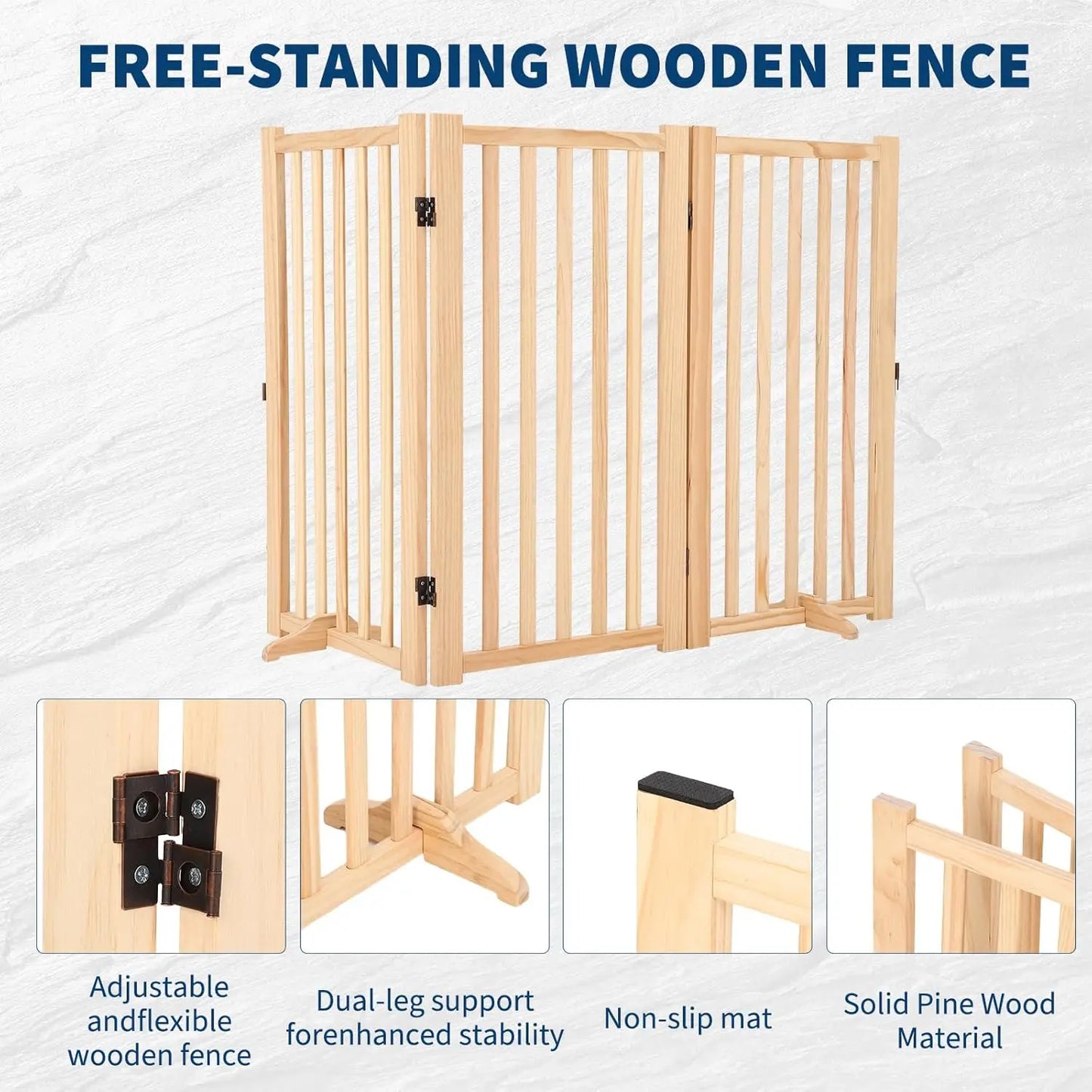 HiMISS Freestanding Wooden Dog Gate for Doorways and Stairs