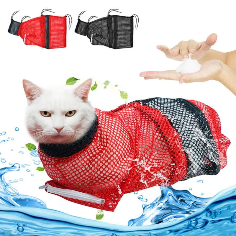 Cat Bathing Shower Bag Adjustable Restraint For Safe Grooming