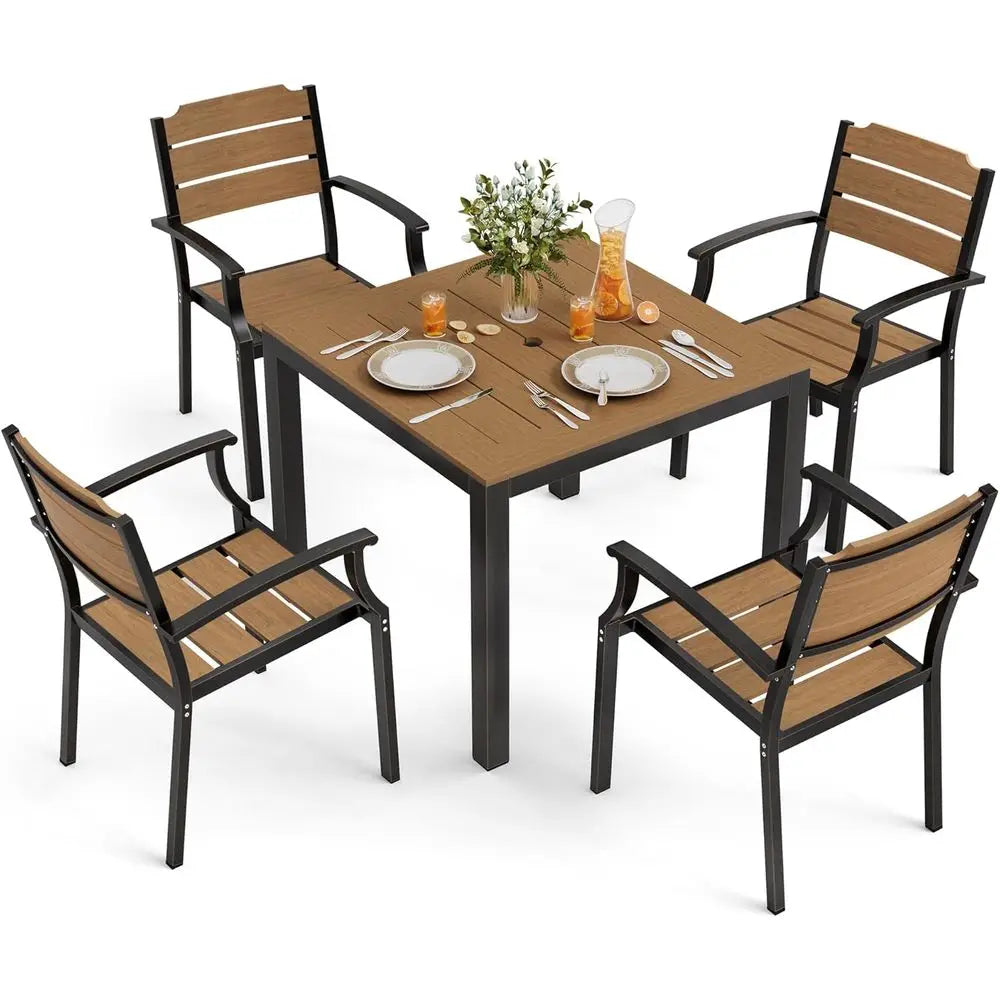 Square Outdoor Dining Set With Umbrella Hole