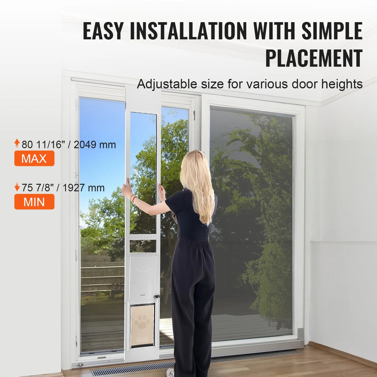 SucceBuy Adjustable Height Dog Door For Sliding Glass Door